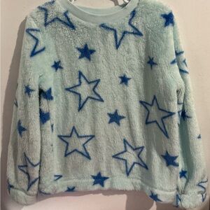 Cat & Jack Fuzzy Star Sweater - Light Blue and Dark Blue